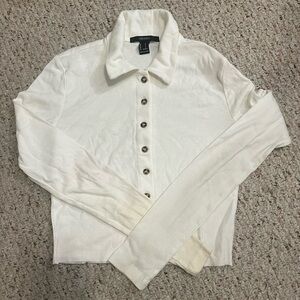 White collared button-down top